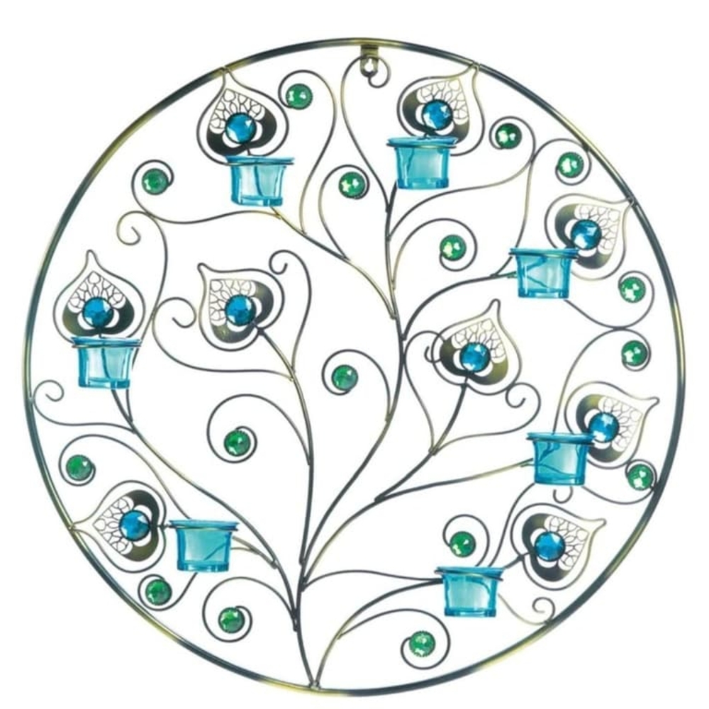 Peacock Plumes Circular Wall Sconce